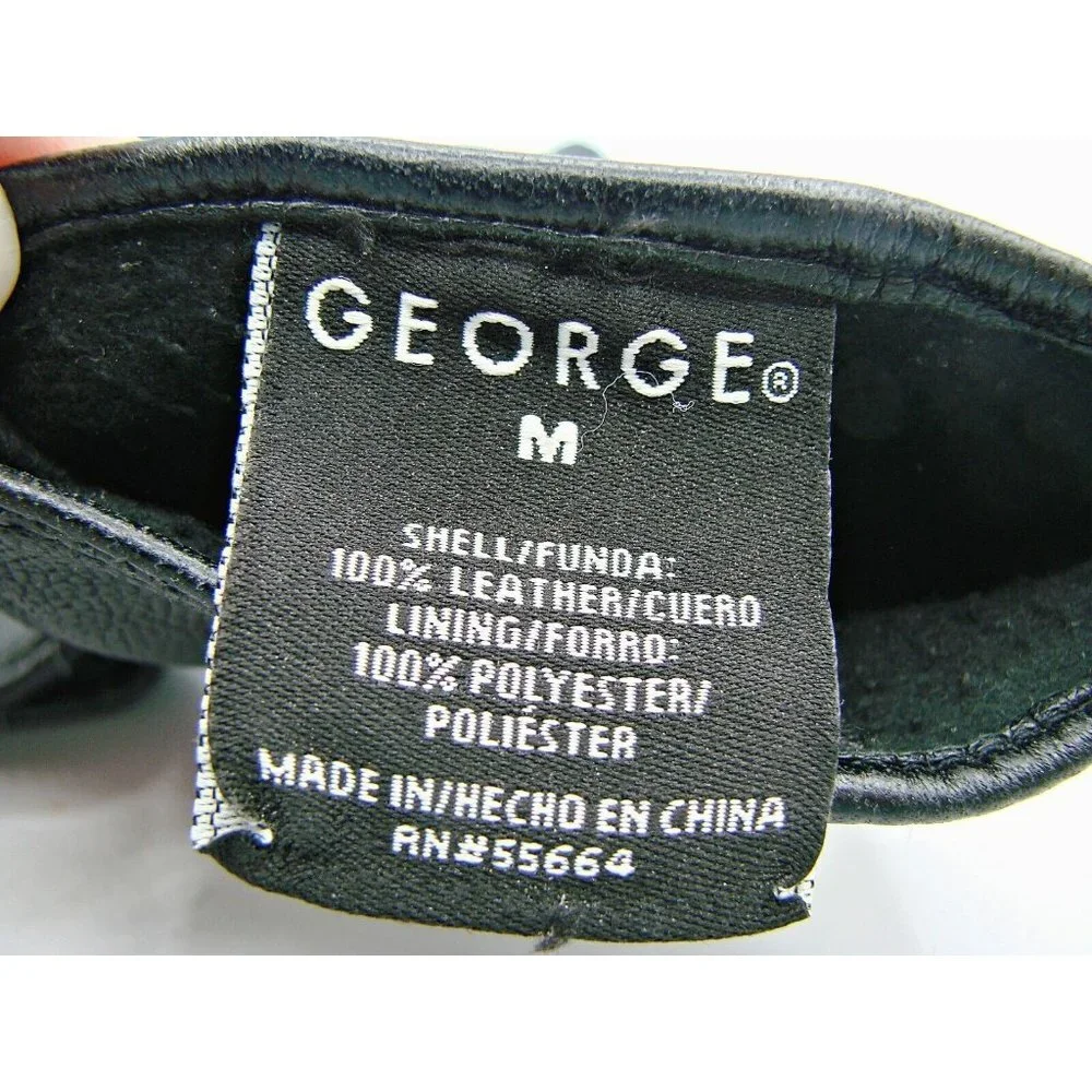 George Womens Medium Leather Gloves Black Fleece Lined Insulated Wrist Elastic